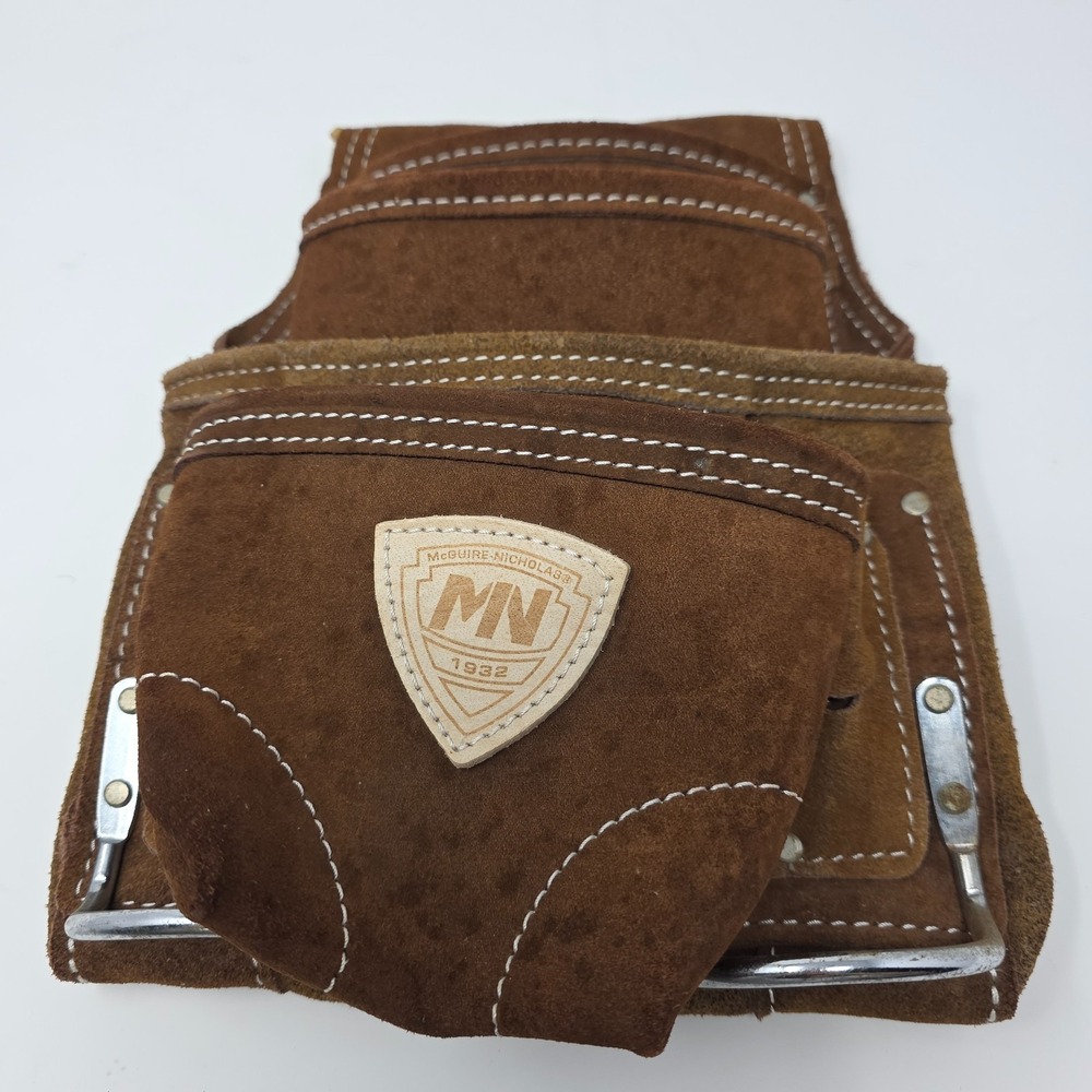 McGuire-Nicholas Tool Pouch Men OS Brown Suede Leather 10-Pocket Hammer Loops‎